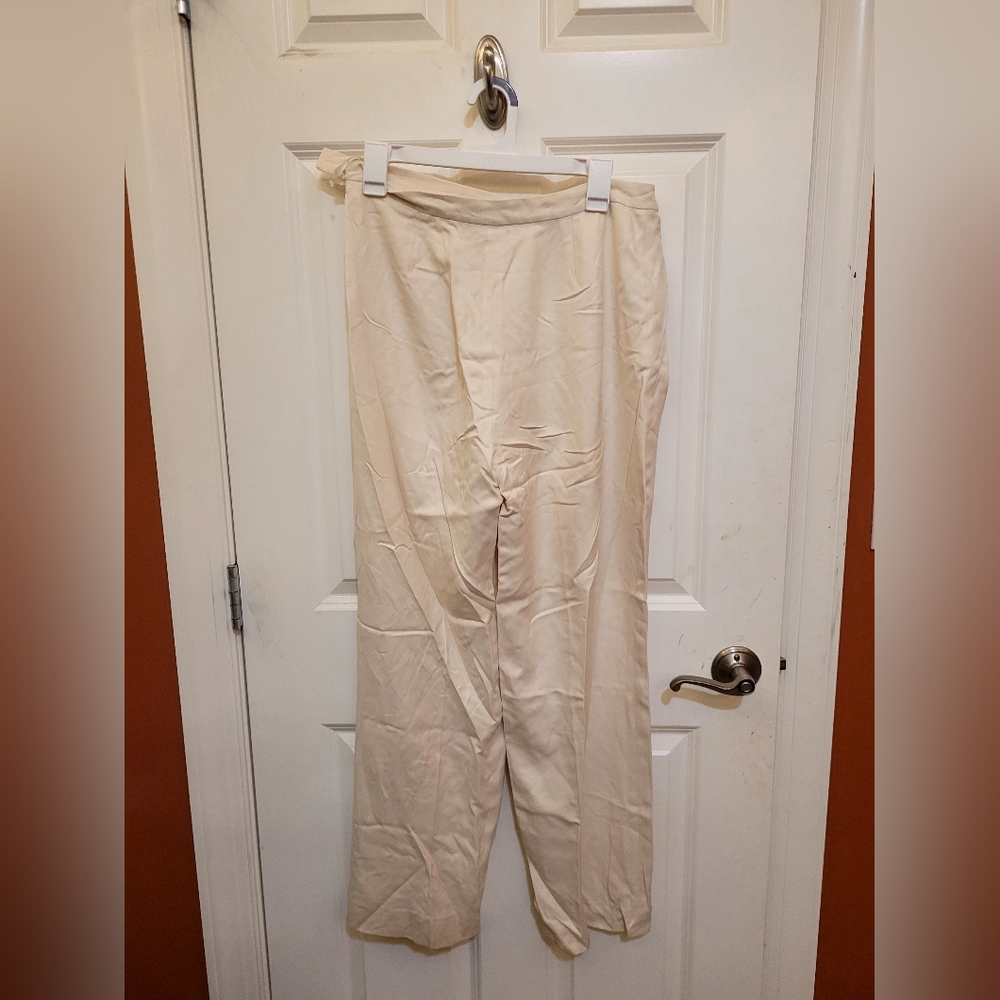 Cream wide leg dress pants